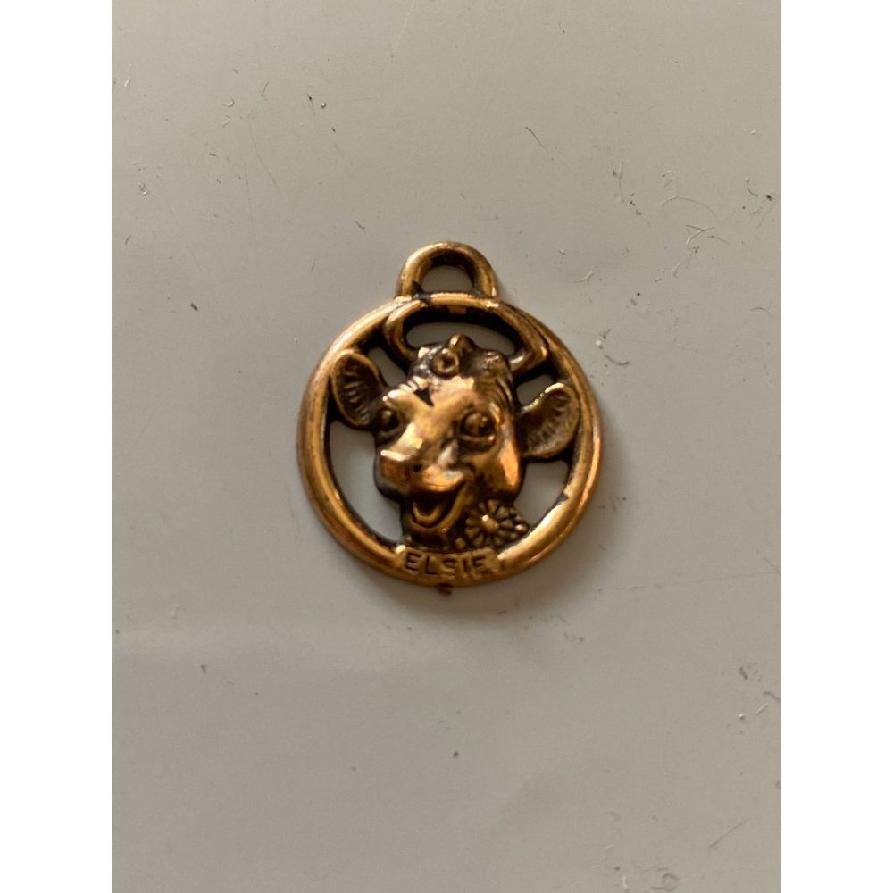 Vintage 1940s Elsie The Cow Collectible Brass Borden Dairy Advertisement charm